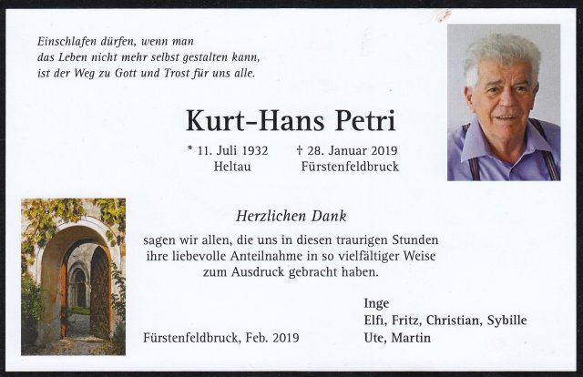 Petri Kurt 1932-2019 Todesanzeige